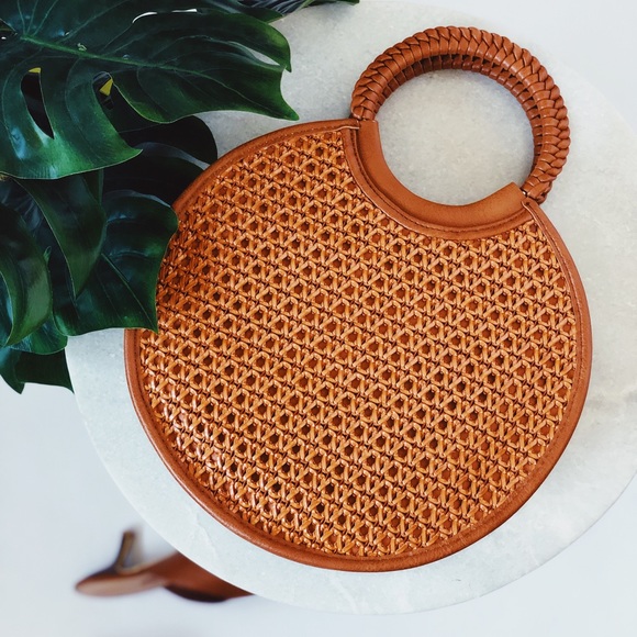 Street Level Handbags - 🆕Mimo Brown Woven Circle Top Handle Bag